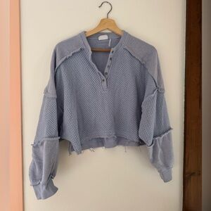 UO Out From Under Mel Cozy Cropped Fleece and Waffle Knit Henley